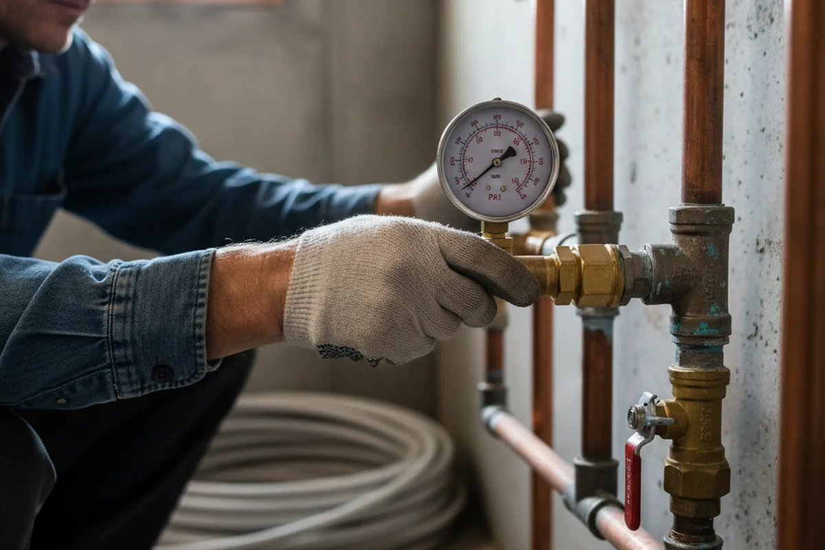Pressure testing a repaired line during Water Line Repair in Johannesburg